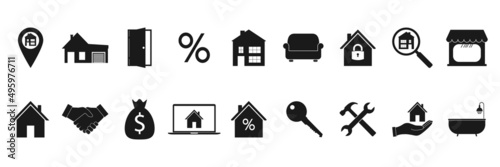 Real estate icons set. Vector illustration.