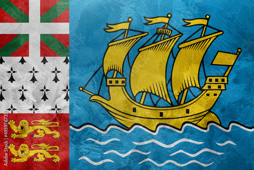 Textured photo of the flag of Saint Pierre and Miquelon.