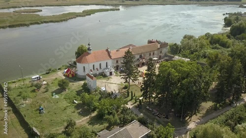 Aerial to Starokostiantyniv castle is a Volhynian castle built at the confluence of the Sluch and Ikopot rivers by Konstantyn Ostrogski, Ukraine