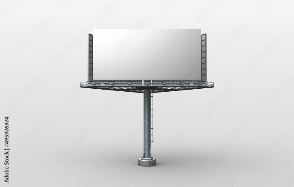 Obraz premium 3D Rendering illustration for billboard mockup. Triangle billboard and landscape orientation.