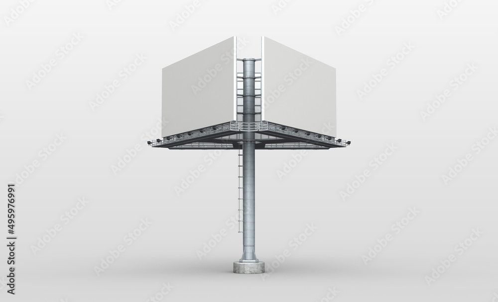 Obraz premium 3D Rendering illustration for billboard mockup. Triangle billboard and landscape orientation.