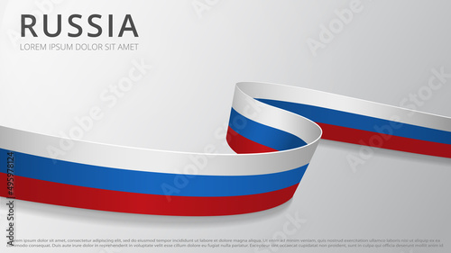 Flag of Russia. 12th of June. Vector illustration. Ribbon in colors of russian flag on gray background. Independence day. National symbol. EPS10.