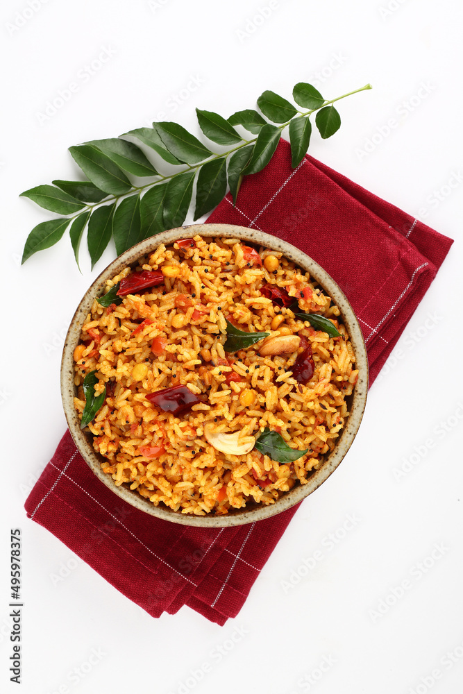 Tomato rice.spicy South Indian rice recipe Tomato pulao or Tomato Rice
