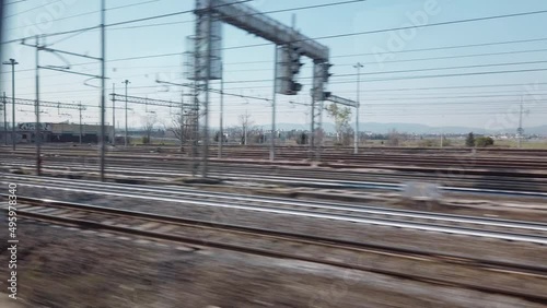 Italian high speed departure from Florence to Bologna on the train