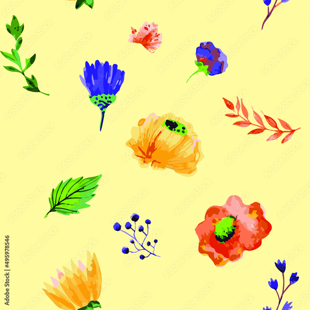 Floral seamless pattern texture and template. Multicolored. Colorful ornamental graphic design. Colored mosaic ornaments. Vector illustration. EPS10.