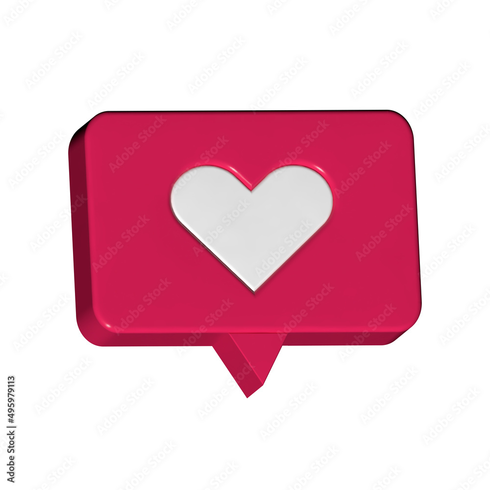 Social media notification icon. Like icon on a red background. 3d design. Social media notification icon. Like icon on a red background. 3d design.