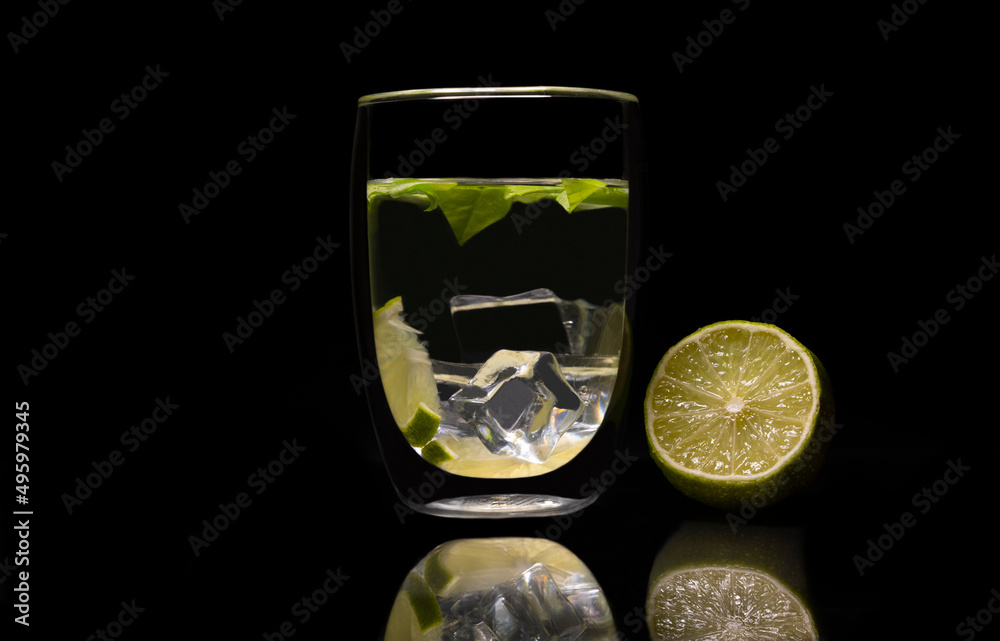 delicious and refreshing lemonade on black background