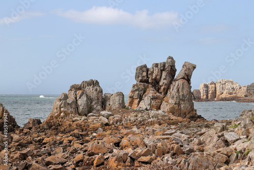 Cliffs on the coast - Pink Granite Coast, Le Gouffre, Brittany, France