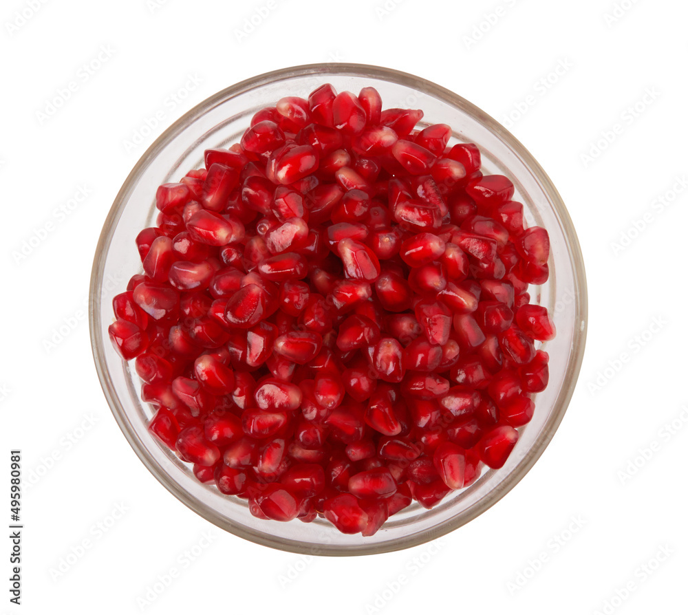 Pomegranate seeds on white Pomegranate seeds on white