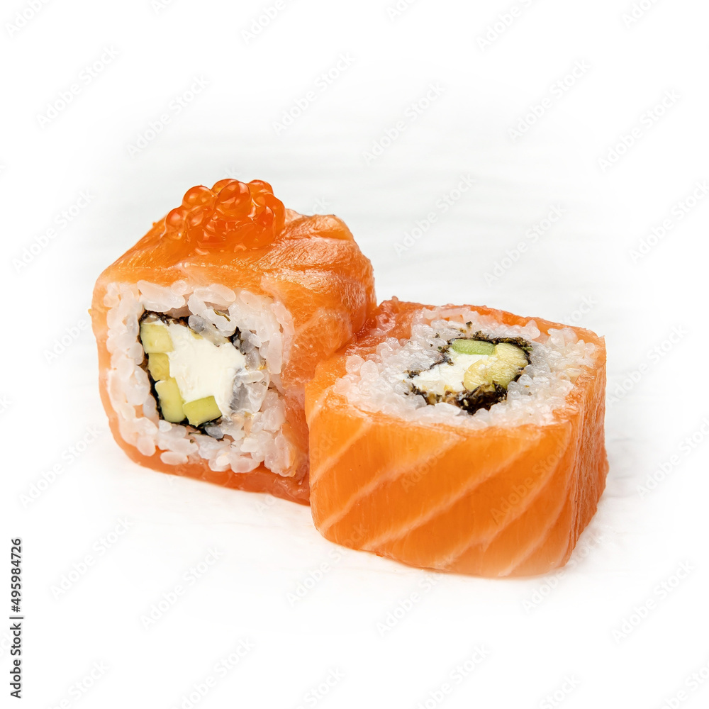rolls, Japanese cuisine, on a white background
