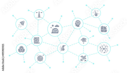 Creative business infographic with thin line icons. Innovation, startup, artwork, project, idea illustration design template.
