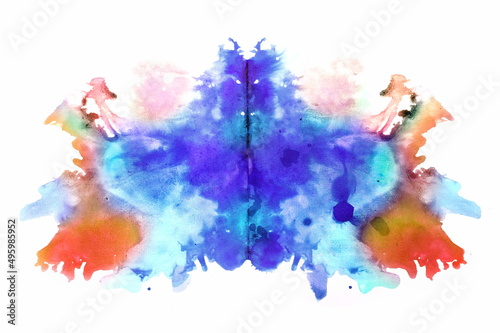 Photo colorful Rorschach inkblot test isolated on white 