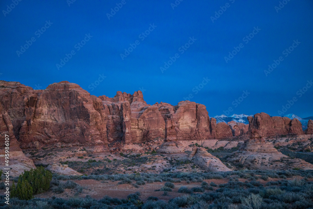 Evening in Arches National Park located in Utah