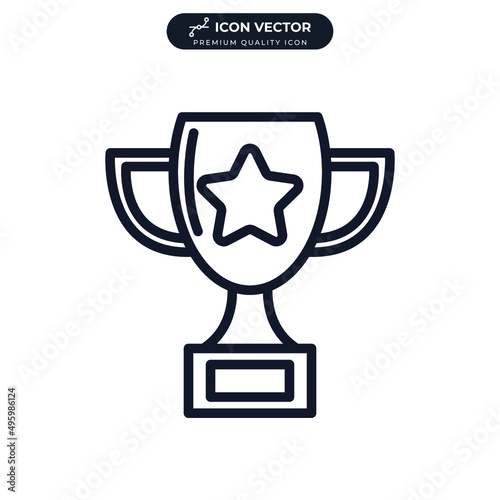 Trophy cup icon symbol template for graphic and web design collection logo vector illustration