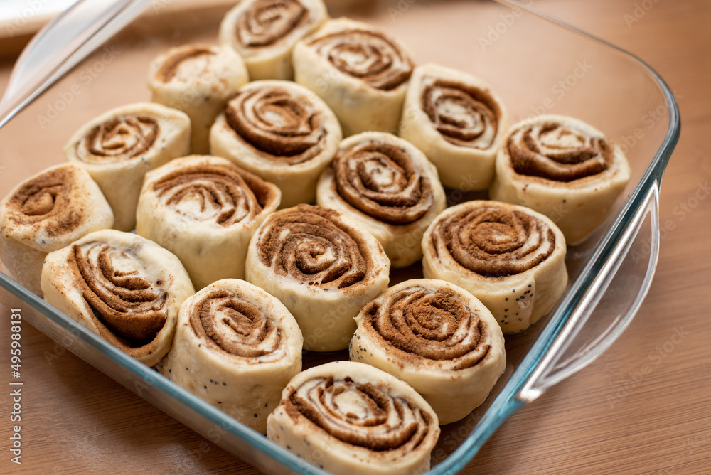 Cinnabon rolls ready to be cooked