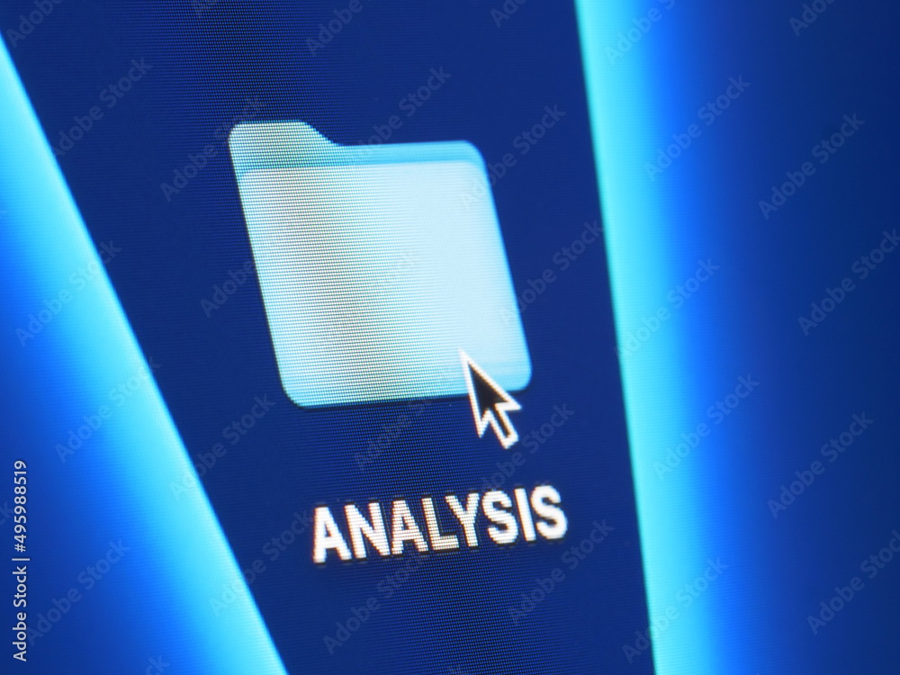 Analysis - macro shot of folder on computer desktop with mouse pointer - zooming in on screen pixels Analysis - macro shot of folder on computer desktop with mouse pointer - zooming in on screen pixels