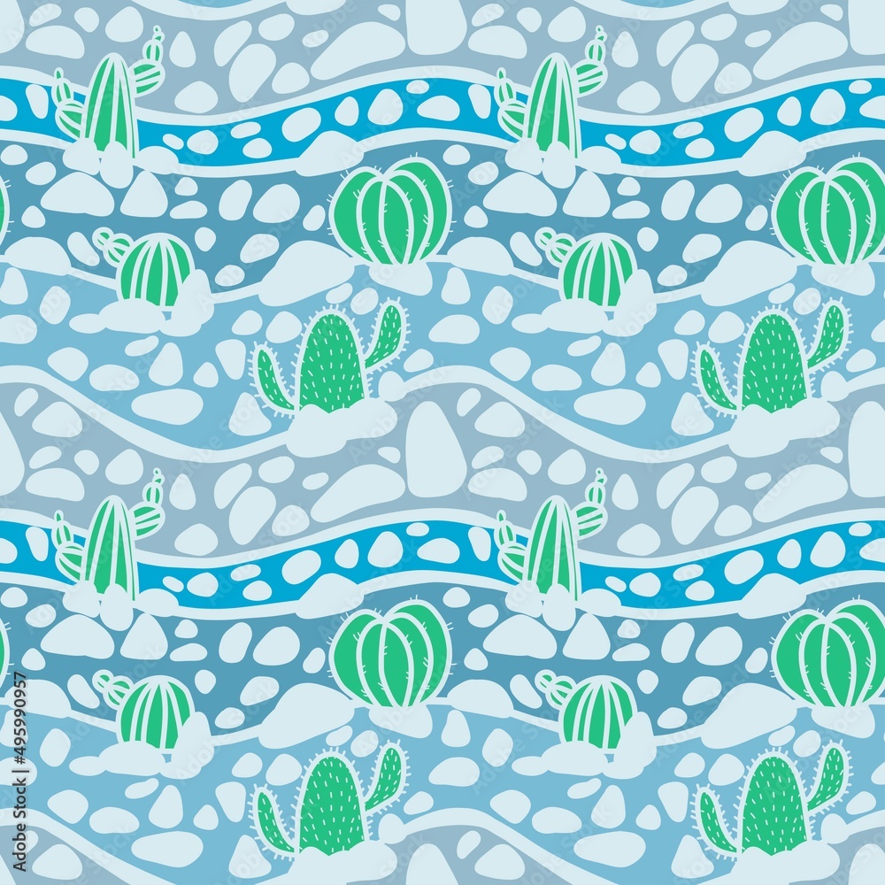 Obraz premium Floral seamless cactus pattern for fabrics and textiles and packaging and gifts and cards and linens and kids