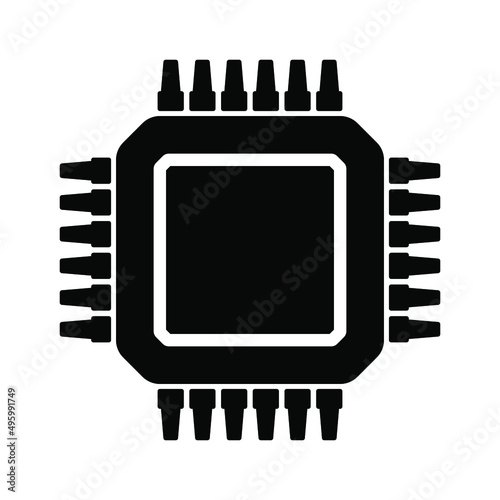 Electronic chip vector icon isolated on white background. Computer chip icon, cpu microprocessor chip icon.