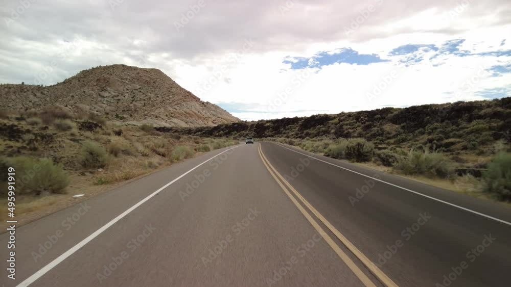 Driving Plate Utah Desert in Snow Canyon Cloudy Southbound Multicam Set 02 Rear View Southwest USA Driving Plate Utah Desert in Snow Canyon Cloudy Southbound Multicam Set 02 Rear View Southwest USA