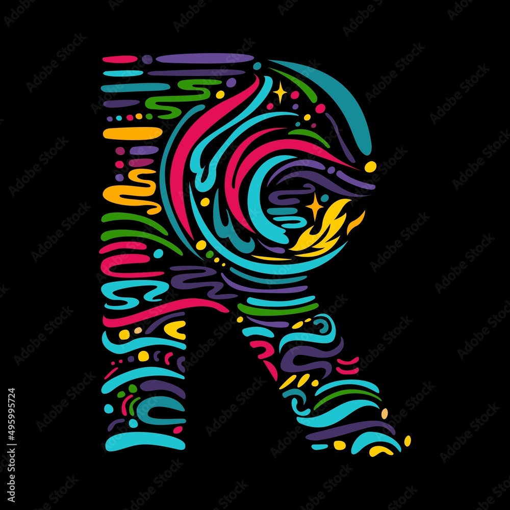 Colorful abstract letter R logo illustration