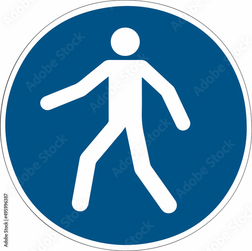 ISO M024, SB036, Utilizar la zona de paso de peatón, señal, obligación, pictograma, vector, señalética, icono, convencional, señales, imagen, indicar, norma, anuncio, símbolo, avisos, normatividad,