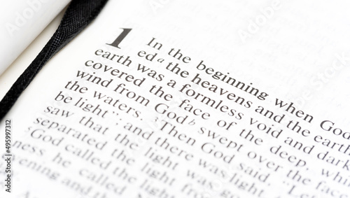 Photos The first book of the Old Testament, Genesis, Holy Bible beginning, world univer