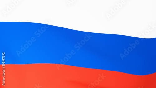 Flag of Russia  Russian flag in the wind  nationality symbol render  object closeup  full frame  abstract news background texture. Woven fabric backdrop  nobody  politics  economy  business concept