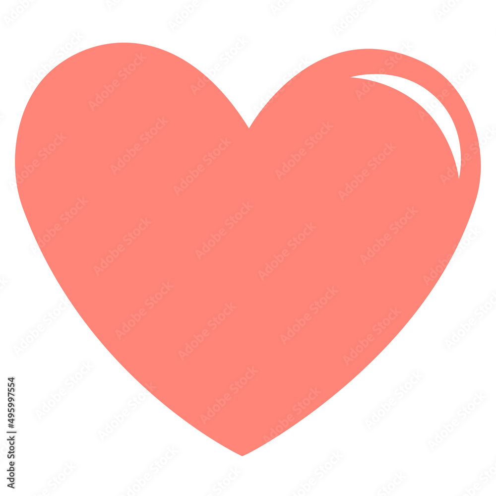 Vector illustration of heart in peach color. Pastel love valentine heart with white background