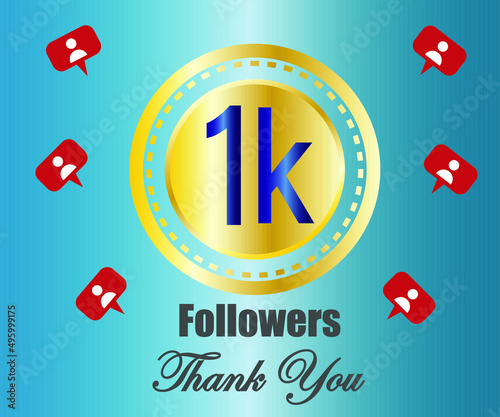 1k followers thank you. vector illustration
