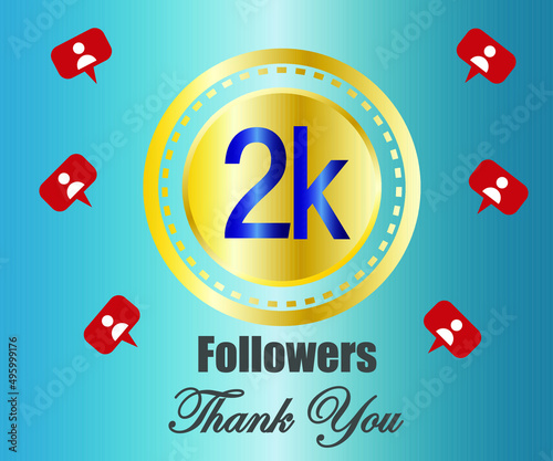2k followers thank you. vector illustration