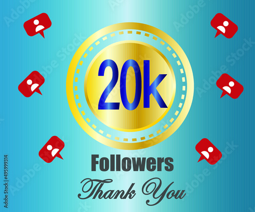 20k followers thank you. vector illustration