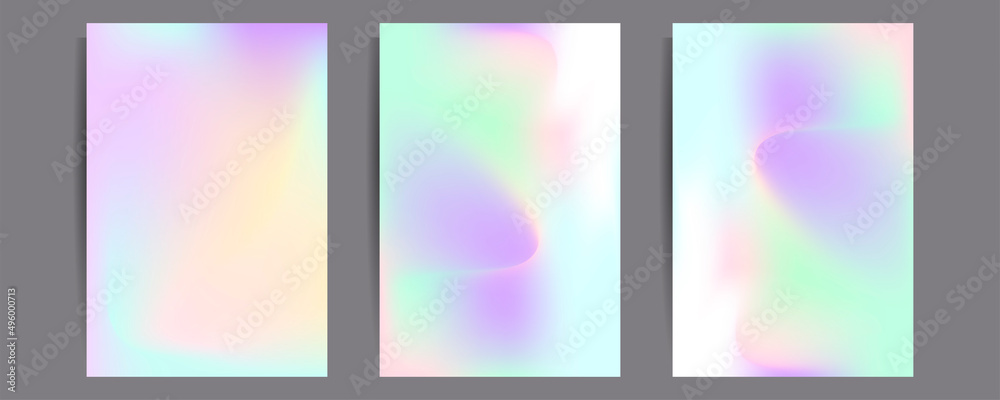 Gradient mesh cover set of backgrounds texture foil pearl shades. Abstract stylish gradient with holographic foil. 90s, 80s retro style Gradient mesh cover set of backgrounds texture foil pearl shades. Abstract stylish gradient with holographic foil. 90s, 80s retro style