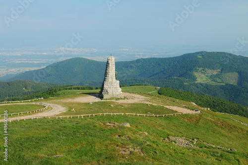 View To The Monument Des Diables Bleus At The Grand Ballon Mountain Vosges Mountains France On A Beautiful Sunny Spring Day With A Clear Blue Sky