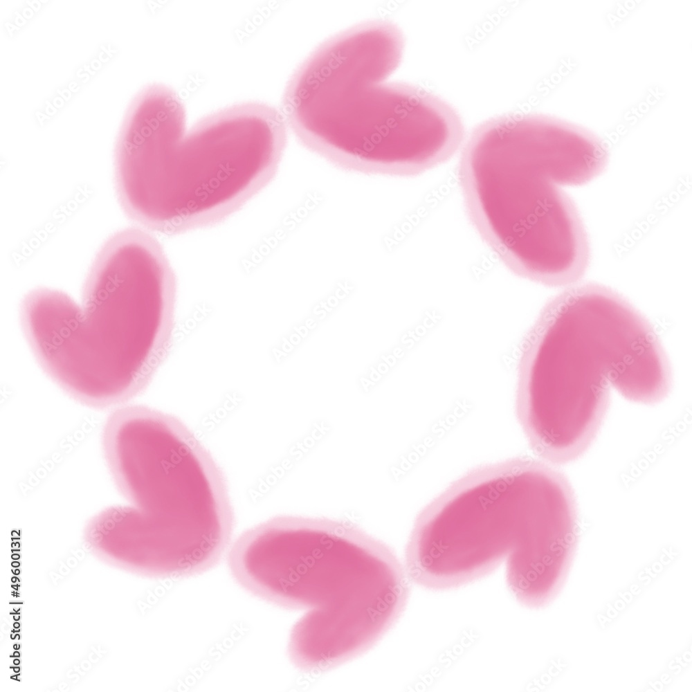 wreath of pink watercolor hearts on a white background wreath of pink watercolor hearts on a white background