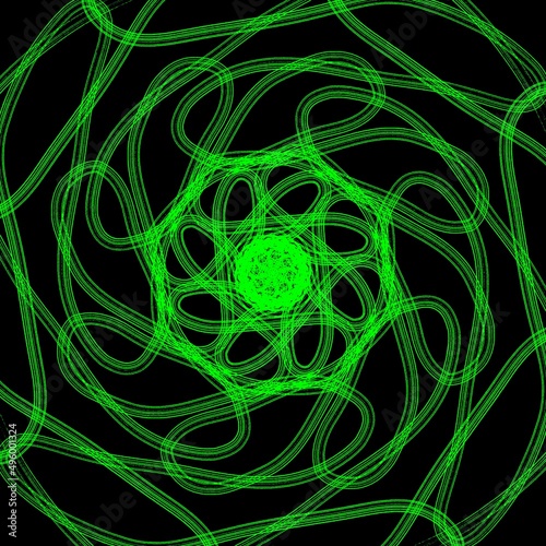 abstract green radial pattern on a black background