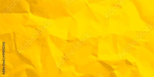 Colorful yellow crumpled paper texture. Rough grunge old blank. Colored background. Vector illustration