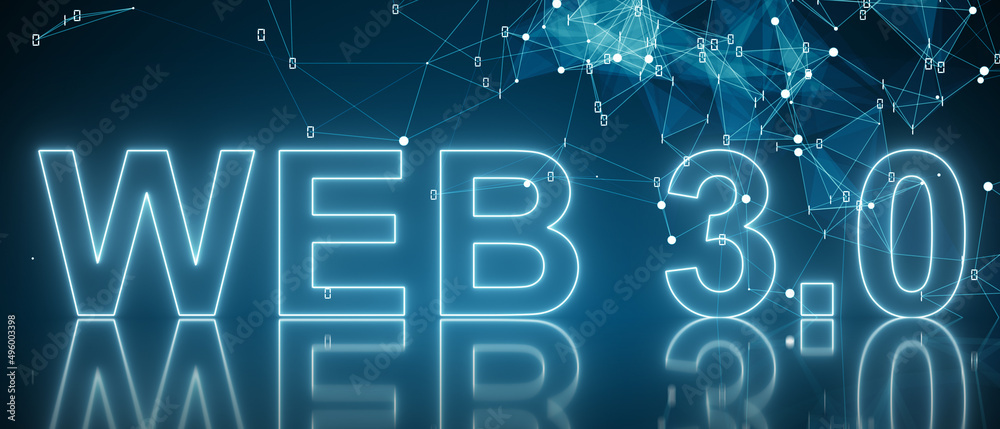 Web 3.0 or Web3 new internet built on blockchain technology - illustration rendering Web 3.0 or Web3 new internet built on blockchain technology - illustration rendering