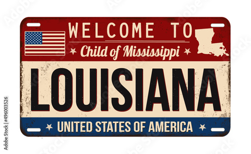 Welcome to Louisiana vintage rusty license plate