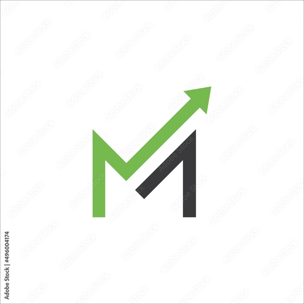 initials M growth simple logo vector initials M growth simple logo vector