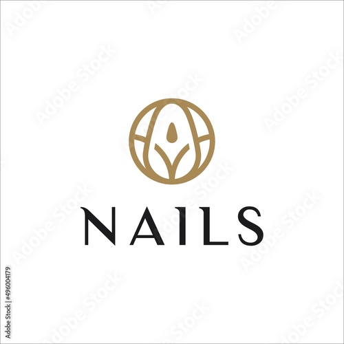 vector nails and nail polish with a line logo concept that looks luxurious