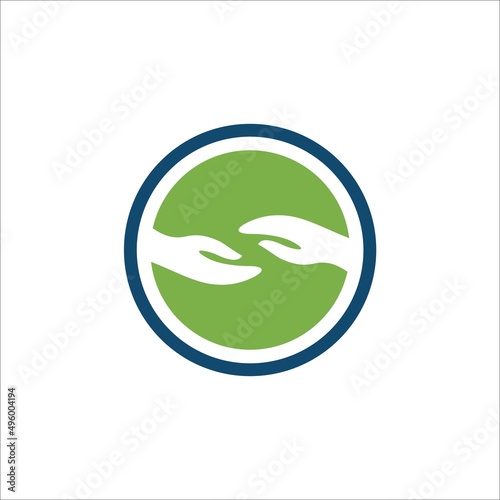 vector logo of humans reaching out to each other depicting concern for earth peace
