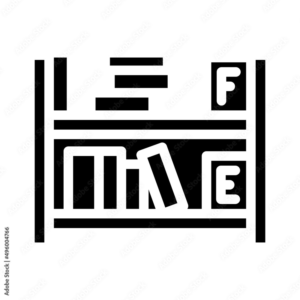 library shelf glyph icon vector. library shelf sign. isolated contour symbol black illustration library shelf glyph icon vector. library shelf sign. isolated contour symbol black illustration