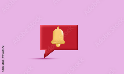 minimal 3d chat notification bell design icon isolated