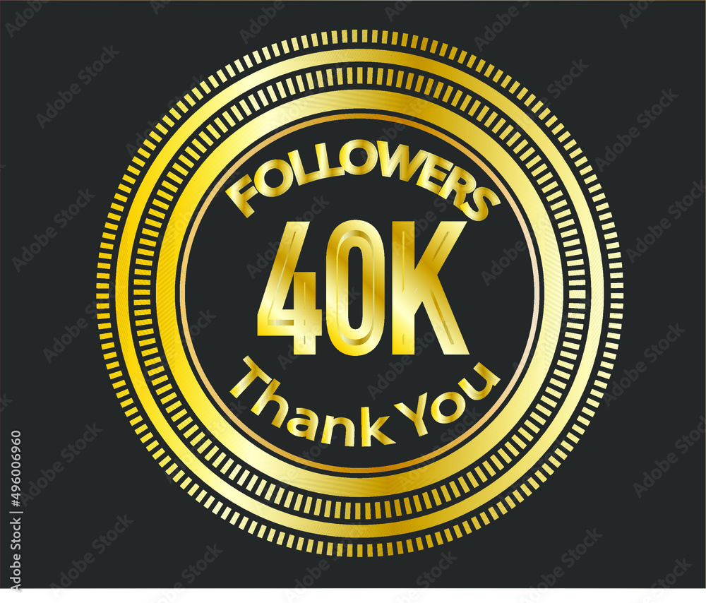40k followers celebration design with golden numbers. Vector illustration 