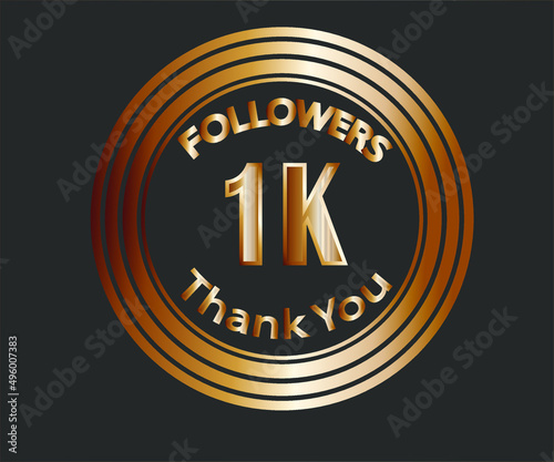 1k followers celebration design with bronze numbers. vector illustration
