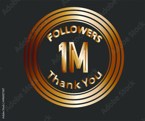 1m followers celebration design with bronze numbers. vector illustration