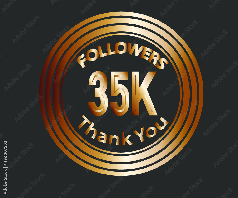 35k followers celebration design with bronze numbers. vector illustration
