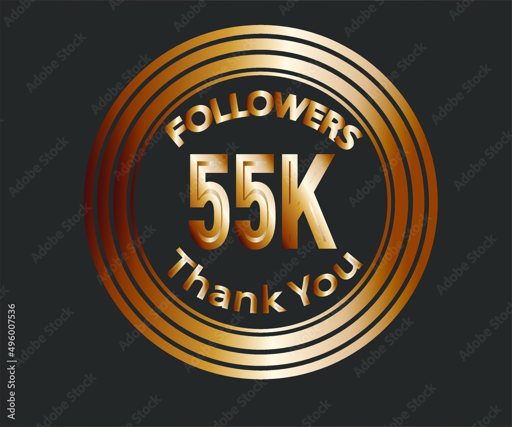 55k followers celebration design with bronze numbers. vector illustration