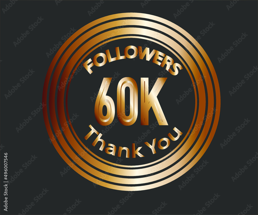60k followers celebration design with bronze numbers. vector illustration