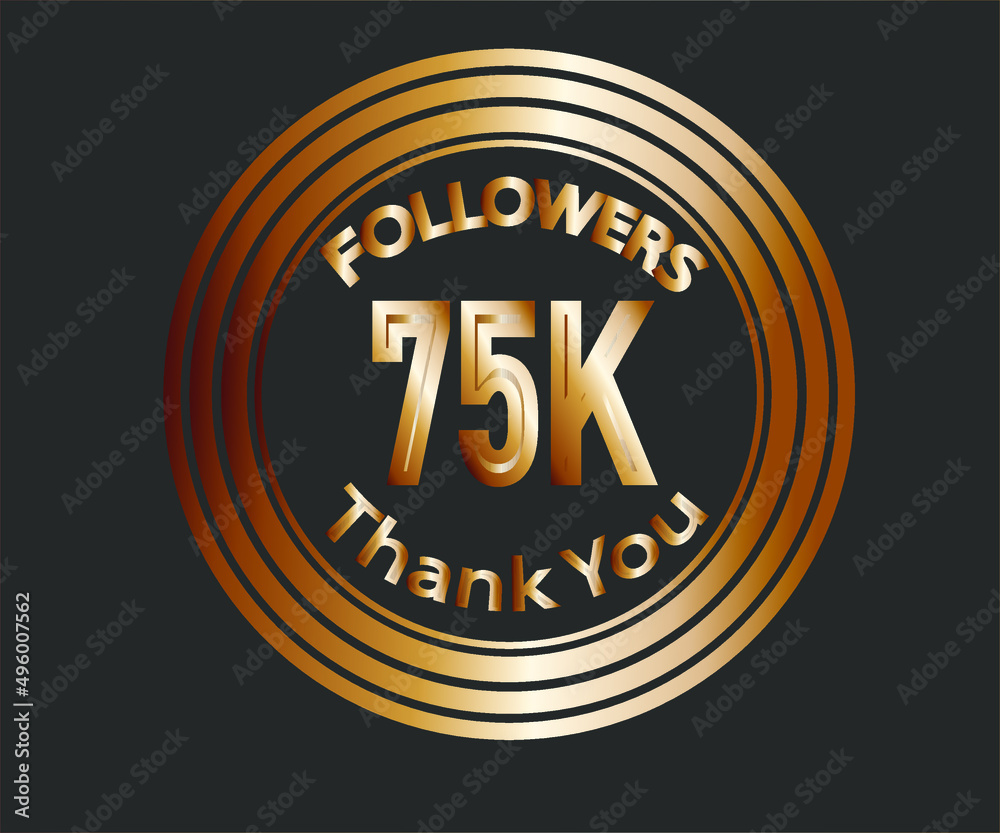 Fototapeta premium 75k followers celebration design with bronze numbers. vector illustration